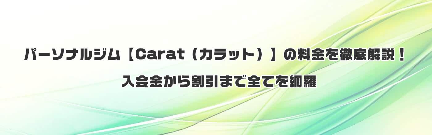 パーソナルジム【Carat(カラット)】の料金を徹底解説!入会金から割引まで全てを網羅